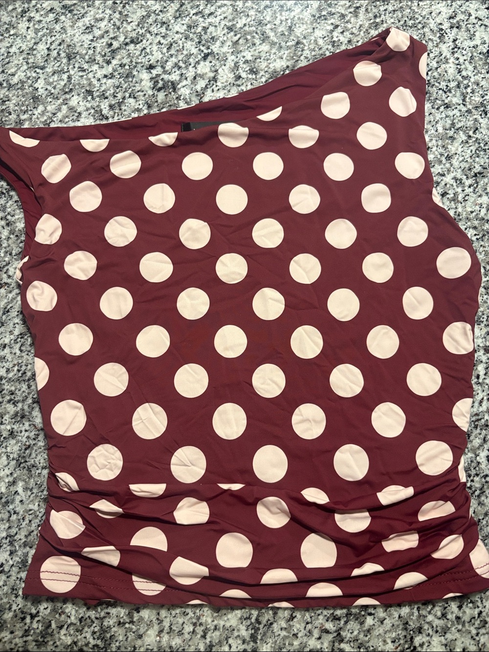 White Fox Stay with You Burgundy Polkadot Top